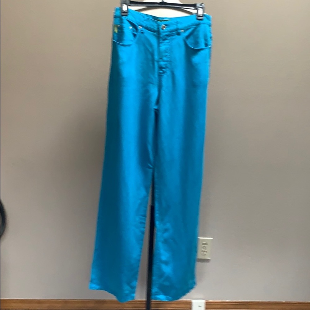 100% tencel high rise sky blue straight jeans 6